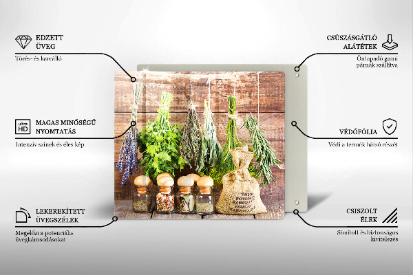 Steklena podloga za rezanje Zelišča začimbe in les