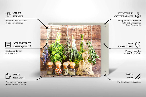 Steklena podloga za rezanje Zelišča začimbe in les