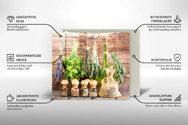 Steklena podloga za rezanje Zelišča začimbe in les