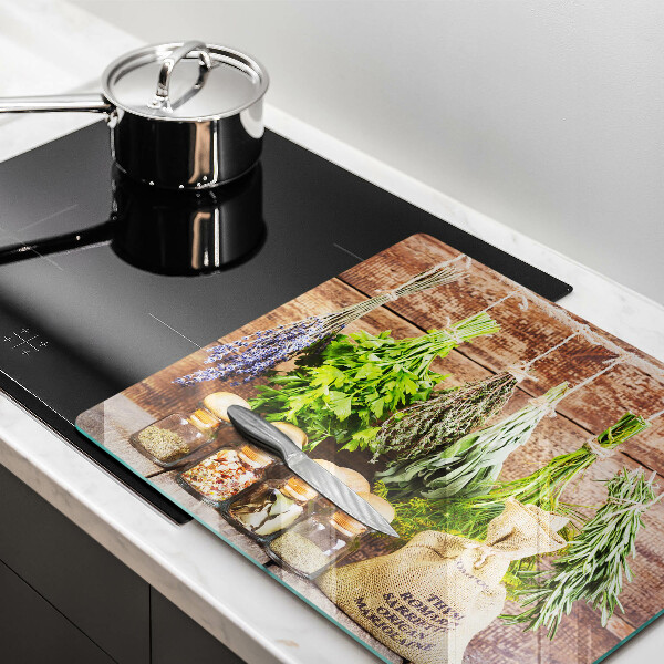 Steklena podloga za rezanje Zelišča začimbe in les
