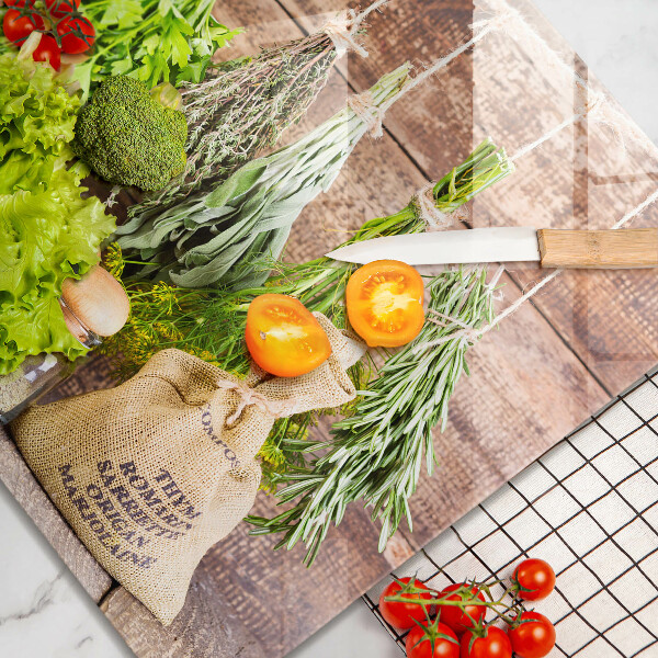 Steklena podloga za rezanje Zelišča začimbe in les