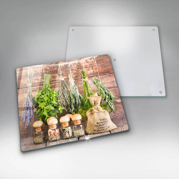 Steklena podloga za rezanje Zelišča začimbe in les