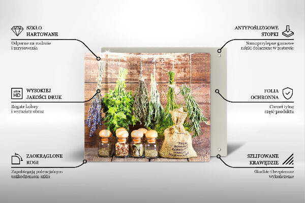 Steklena podloga za rezanje Zelišča začimbe in les