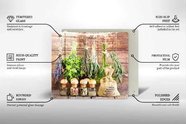 Steklena podloga za rezanje Zelišča začimbe in les