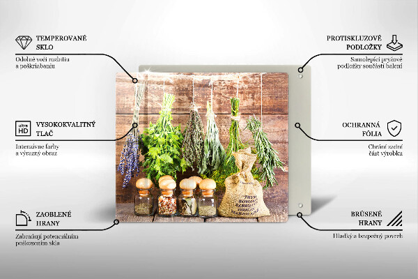 Steklena podloga za rezanje Zelišča začimbe in les