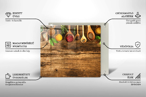 Steklena podloga za rezanje Lesene žlice začimb