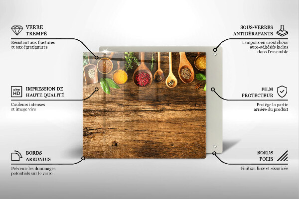 Steklena podloga za rezanje Lesene žlice začimb