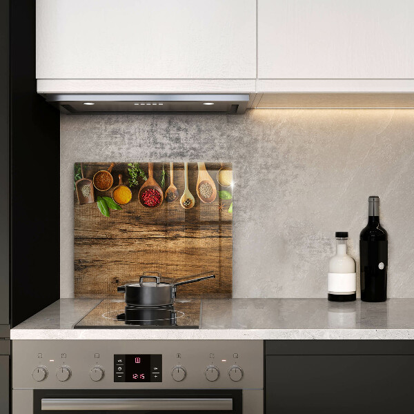 Steklena podloga za rezanje Lesene žlice začimb