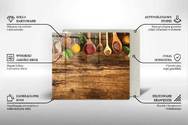 Steklena podloga za rezanje Lesene žlice začimb