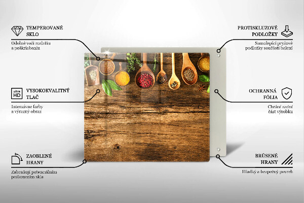 Steklena podloga za rezanje Lesene žlice začimb