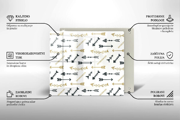 Steklena podloga za rezanje Boho vzorec puščic