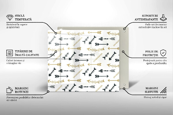 Steklena podloga za rezanje Boho vzorec puščic