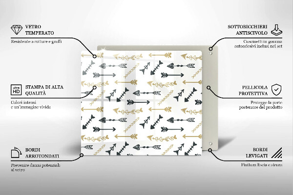 Steklena podloga za rezanje Boho vzorec puščic