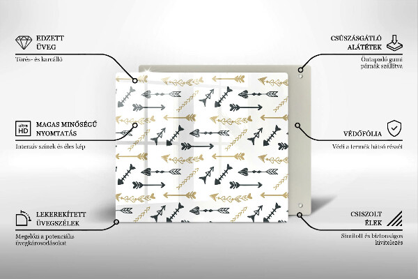 Steklena podloga za rezanje Boho vzorec puščic