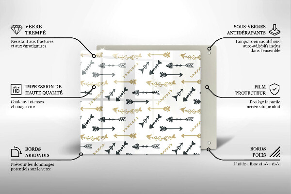 Steklena podloga za rezanje Boho vzorec puščic