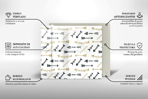 Steklena podloga za rezanje Boho vzorec puščic