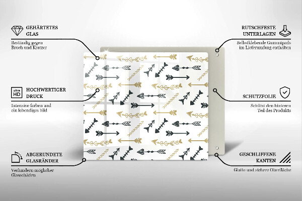 Steklena podloga za rezanje Boho vzorec puščic