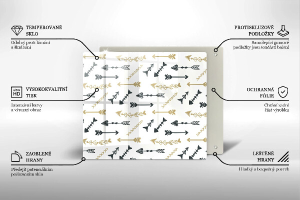 Steklena podloga za rezanje Boho vzorec puščic