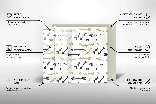 Steklena podloga za rezanje Boho vzorec puščic