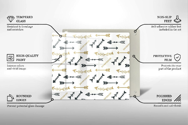Steklena podloga za rezanje Boho vzorec puščic