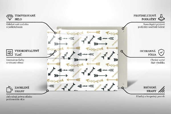 Steklena podloga za rezanje Boho vzorec puščic