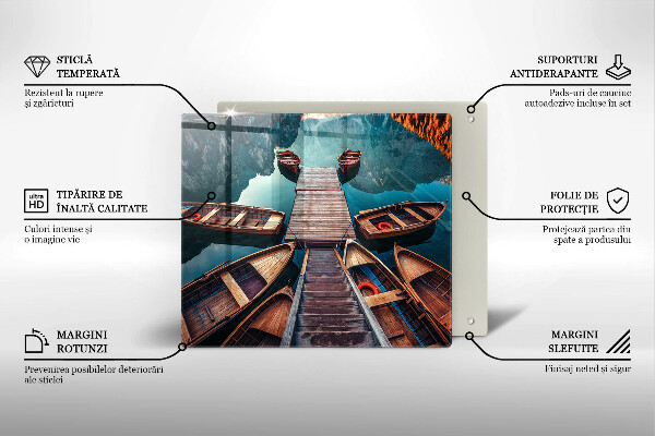 Steklena podloga za rezanje Čolni na jezeru