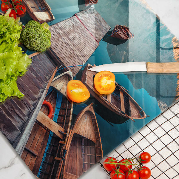 Steklena podloga za rezanje Čolni na jezeru