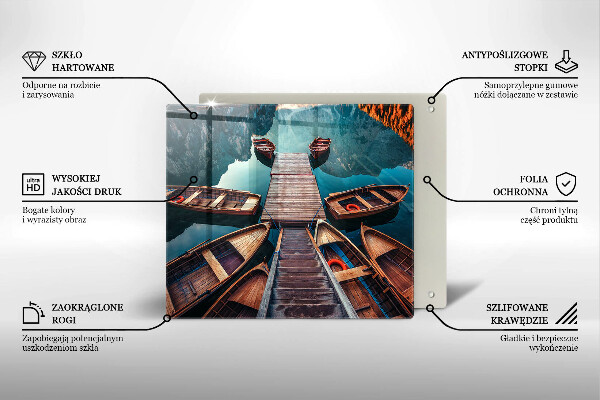 Steklena podloga za rezanje Čolni na jezeru