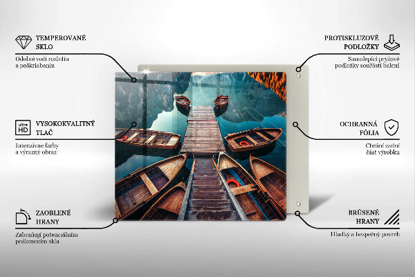 Steklena podloga za rezanje Čolni na jezeru