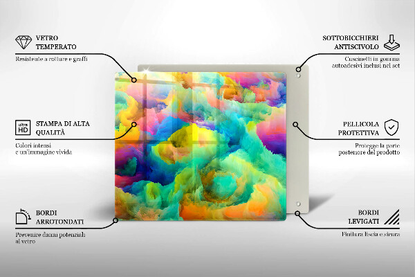 Steklena podloga za rezanje Barvita abstrakcija