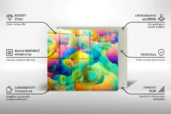 Steklena podloga za rezanje Barvita abstrakcija