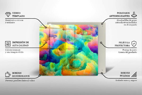 Steklena podloga za rezanje Barvita abstrakcija