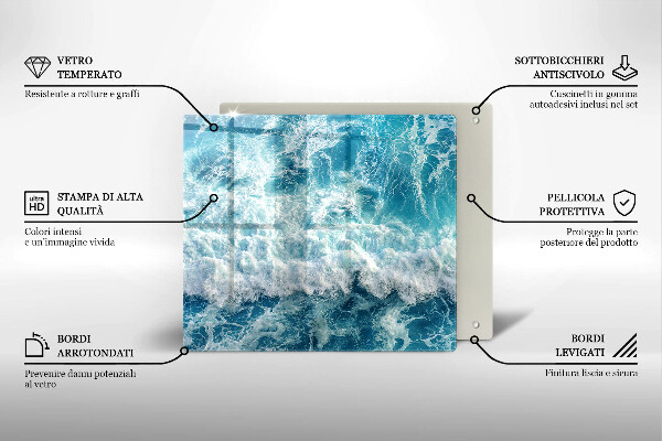 Steklena podloga za rezanje Valovi morske vode