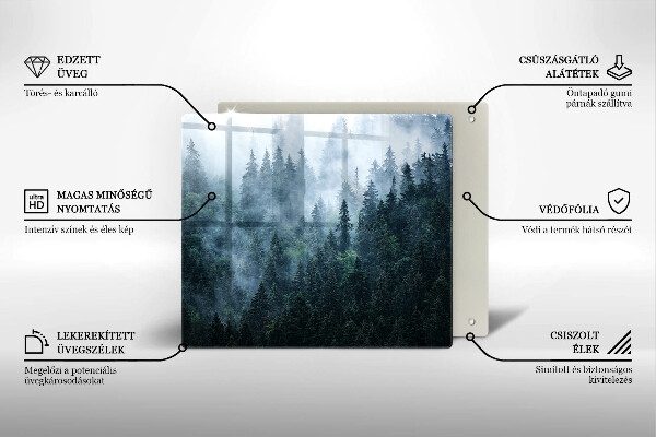 Steklena podloga za rezanje Gozdno drevje in megla