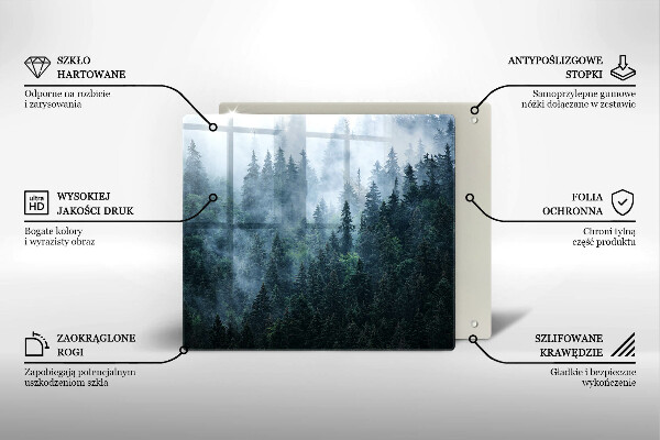 Steklena podloga za rezanje Gozdno drevje in megla