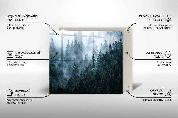 Steklena podloga za rezanje Gozdno drevje in megla