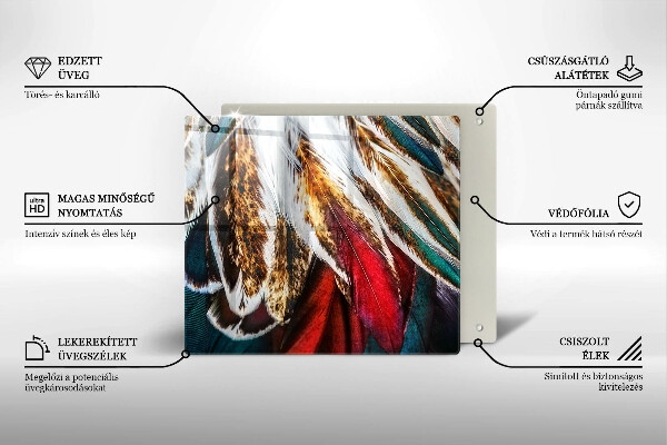 Steklena podloga za rezanje Boho ptičje perje