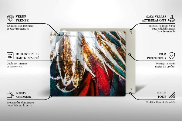 Steklena podloga za rezanje Boho ptičje perje