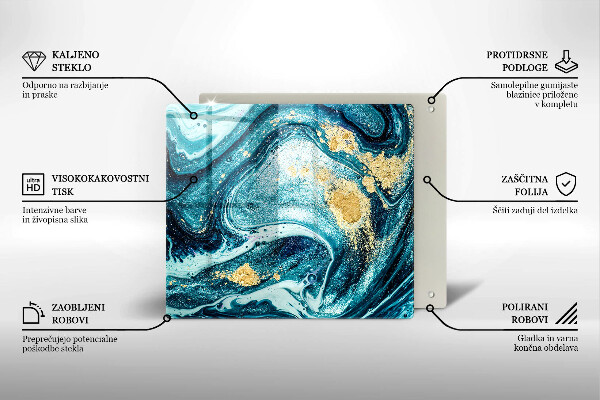 Steklena podloga za rezanje Abstrakcija modrega zlata