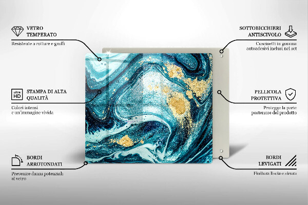 Steklena podloga za rezanje Abstrakcija modrega zlata