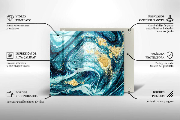 Steklena podloga za rezanje Abstrakcija modrega zlata