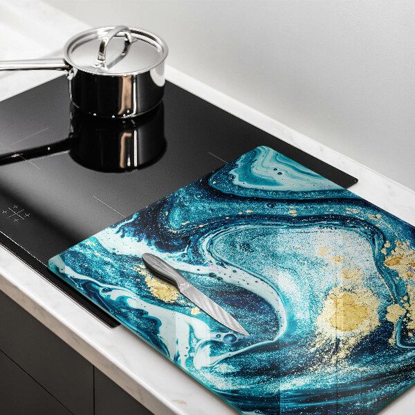 Steklena podloga za rezanje Abstrakcija modrega zlata