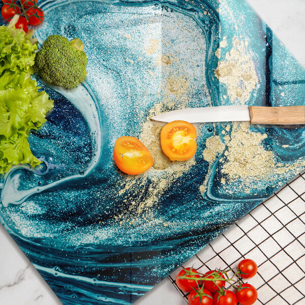 Steklena podloga za rezanje Abstrakcija modrega zlata