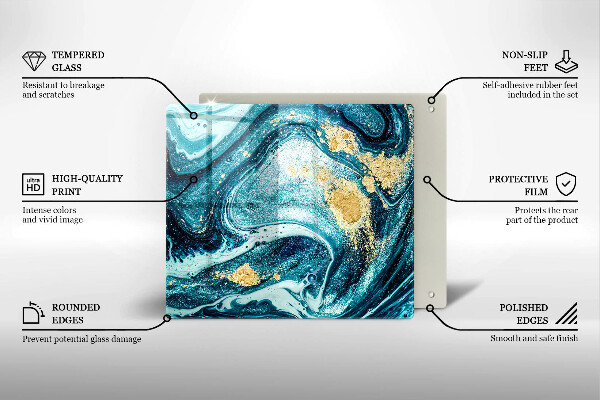 Steklena podloga za rezanje Abstrakcija modrega zlata