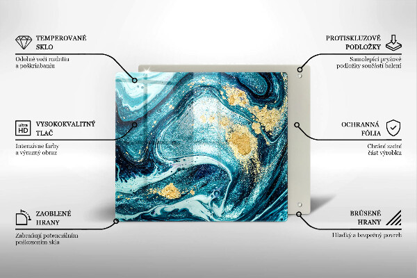 Steklena podloga za rezanje Abstrakcija modrega zlata