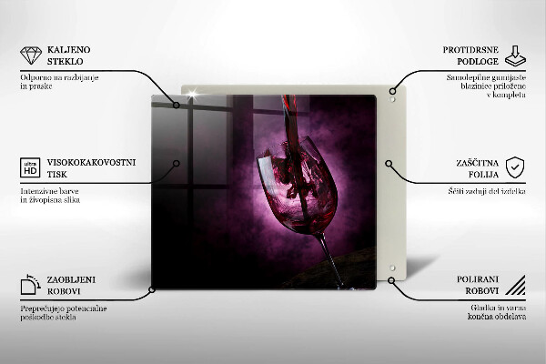 Steklena podloga za rezanje Kozarec vina