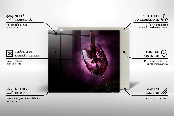 Steklena podloga za rezanje Kozarec vina