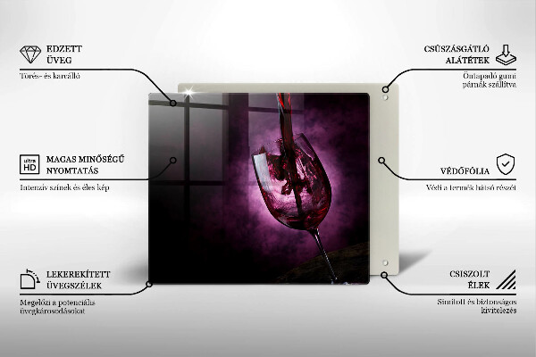 Steklena podloga za rezanje Kozarec vina