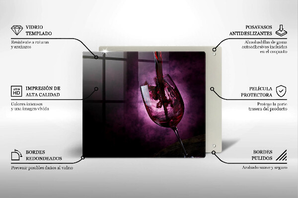 Steklena podloga za rezanje Kozarec vina