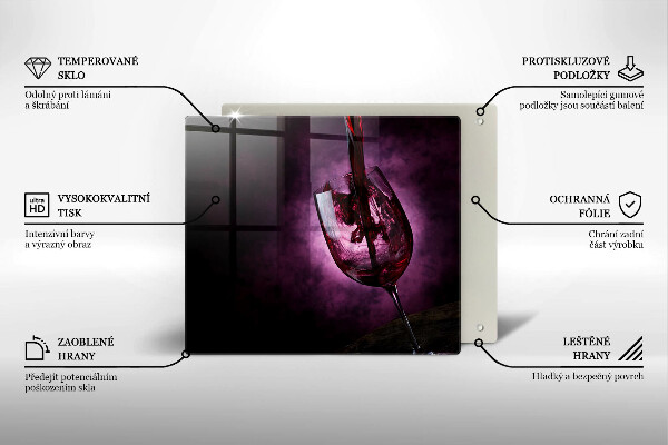 Steklena podloga za rezanje Kozarec vina